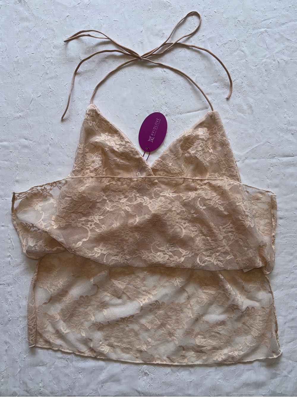 Sheer Lace Halter Chemise - Nude/Blush - Picture 2 of 5